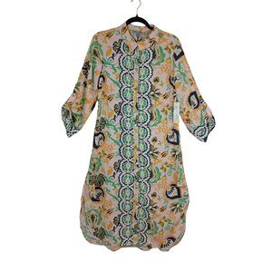 NWT Anthropologie Figueroa Flower Womens Linen Blend Shirt Dress Belt Sz XL